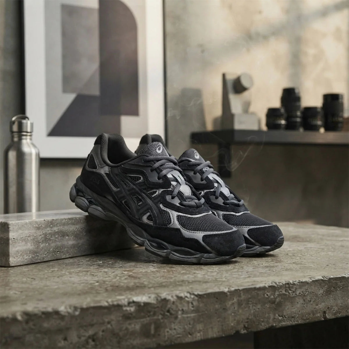 ASICS GEL NYC MEN GRAPHITE GREY BLACK סניקרס אסיקס לגברים